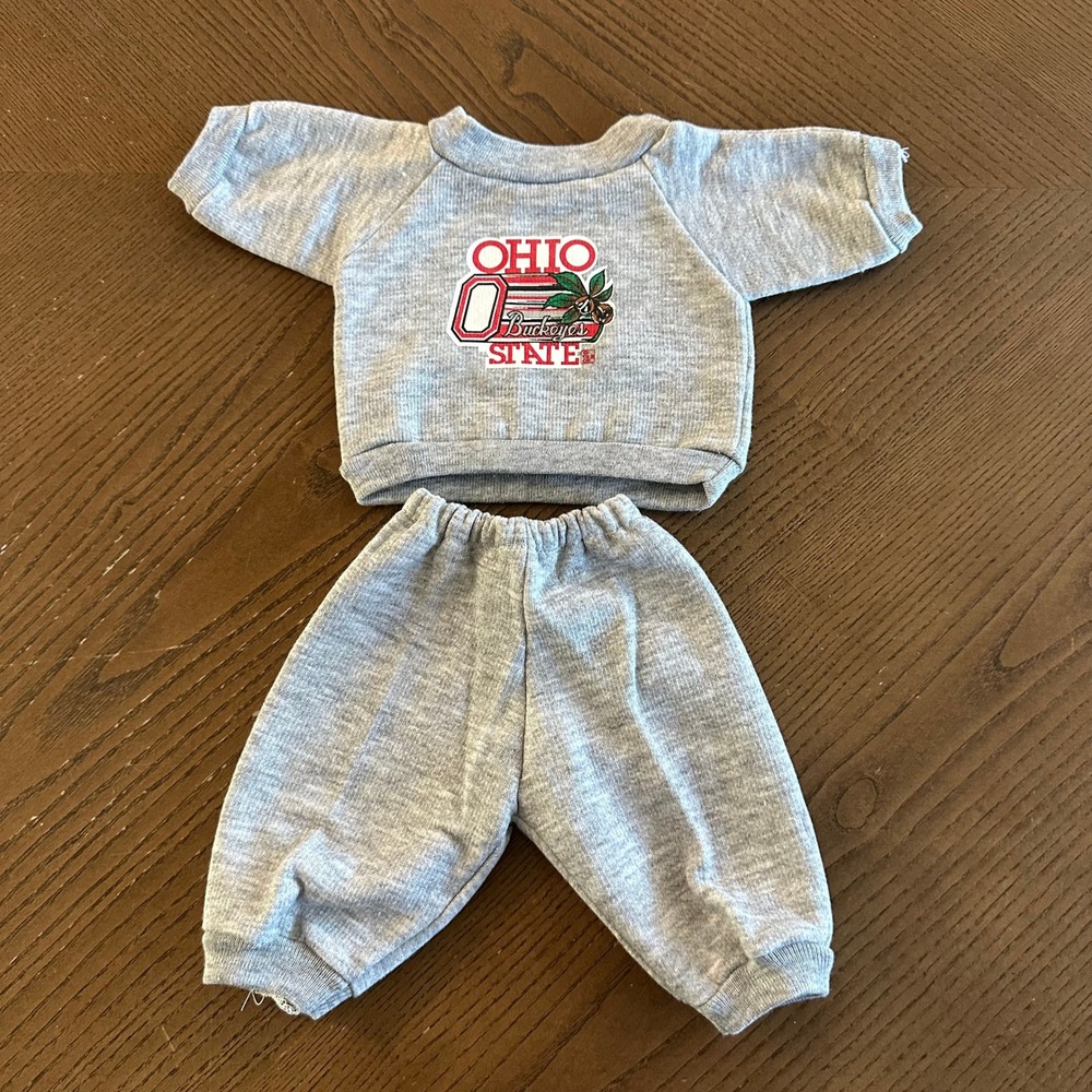 Ohio State Buckeyes 18 inch Doll Outfit Gray Sweatsuit 2 Piece Set OSU NCAA